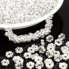 50Pcs Crystal Rhinestone Rondelle Spacer Beads for Jewelry Making