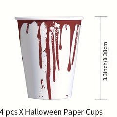 24pcs Halloween Disposable Dinner Cup Party Dinnerware Set Props