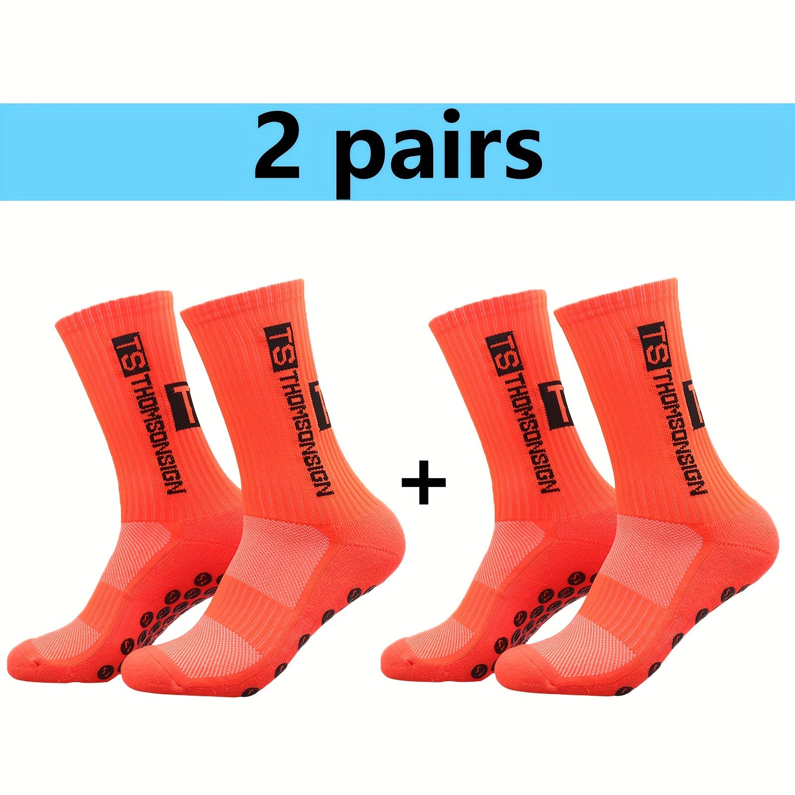 2pairs Non slip Sports Socks For Men And Women Football Running Mid calf Socks