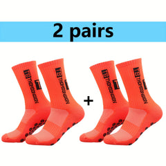 2pairs Non slip Sports Socks For Men And Women Football Running Mid calf Socks