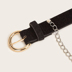 PU Leather Belt Round Buckle Belt for Weekend Casual Sports Wedding Party
