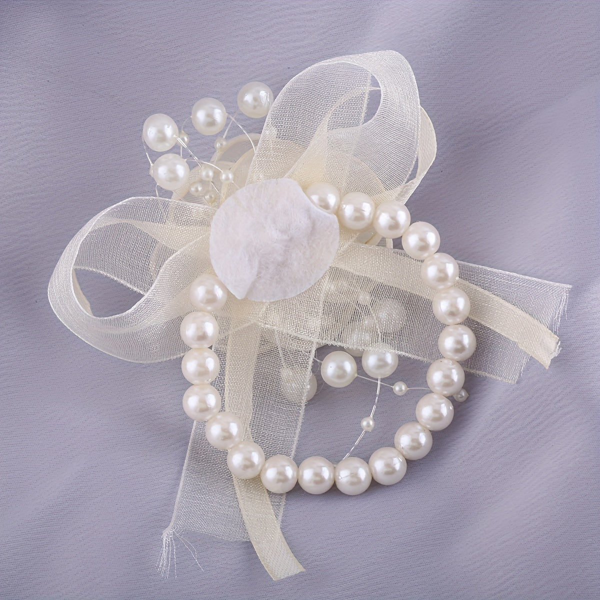 Mesha Flower Bridesmaid Wristband Faux Pearl Wedding Accessories Bridal