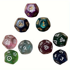 3pcs Multicolor Dice 12 Sided Resin Dice Astrology Tarot Constellation Dice