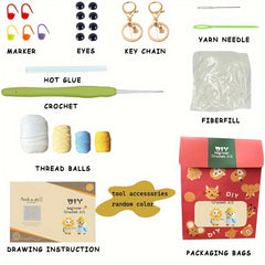 2 Red Crochet Material Sets for Travel Duck Doll with English Instruction Manual
