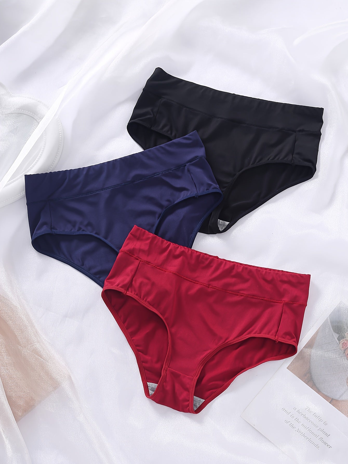 3 Pack Plus Size Panties Set Soft Solid Comfort Briefs