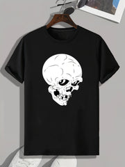 Skull Print Men's Graphic T shirt for Summer