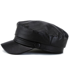 PU Leather Beret Cap Waterproof Berets British Style Women Painters Hats