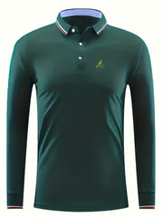 Men's Green Crocodile Print Polo Shirt Casual