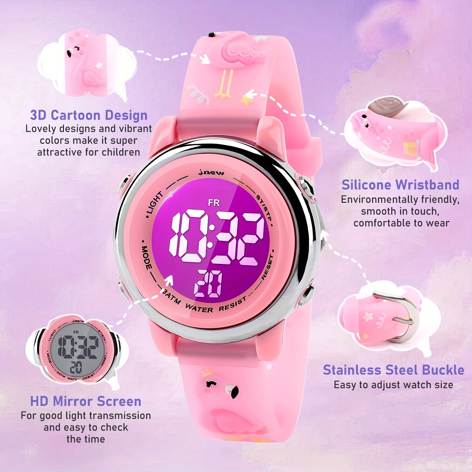 Brynnl Kids Waterproof Digital Watch with 3D Cartoon Design