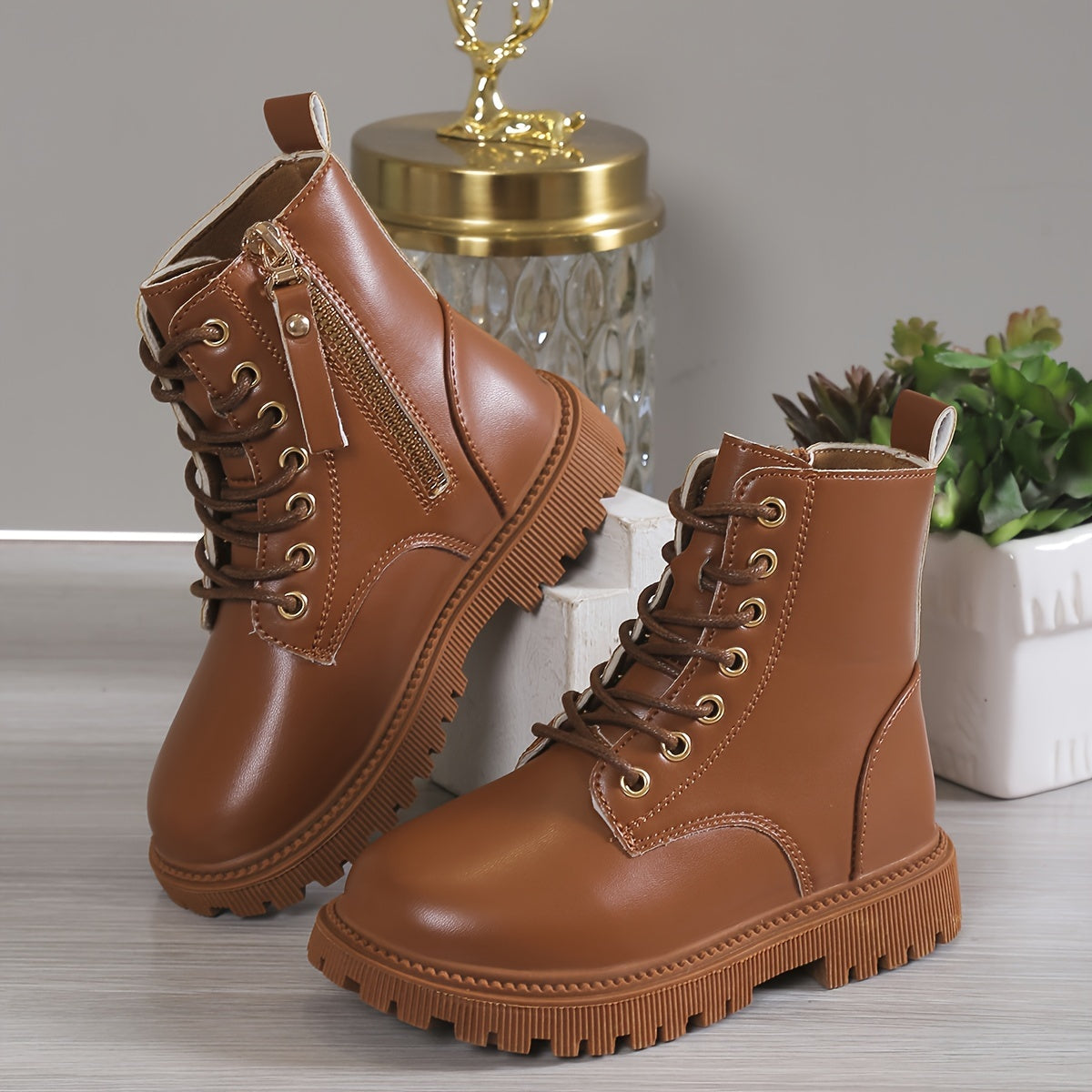 Stylish Girls' High Top Leather Combat Boots for Fall Winter