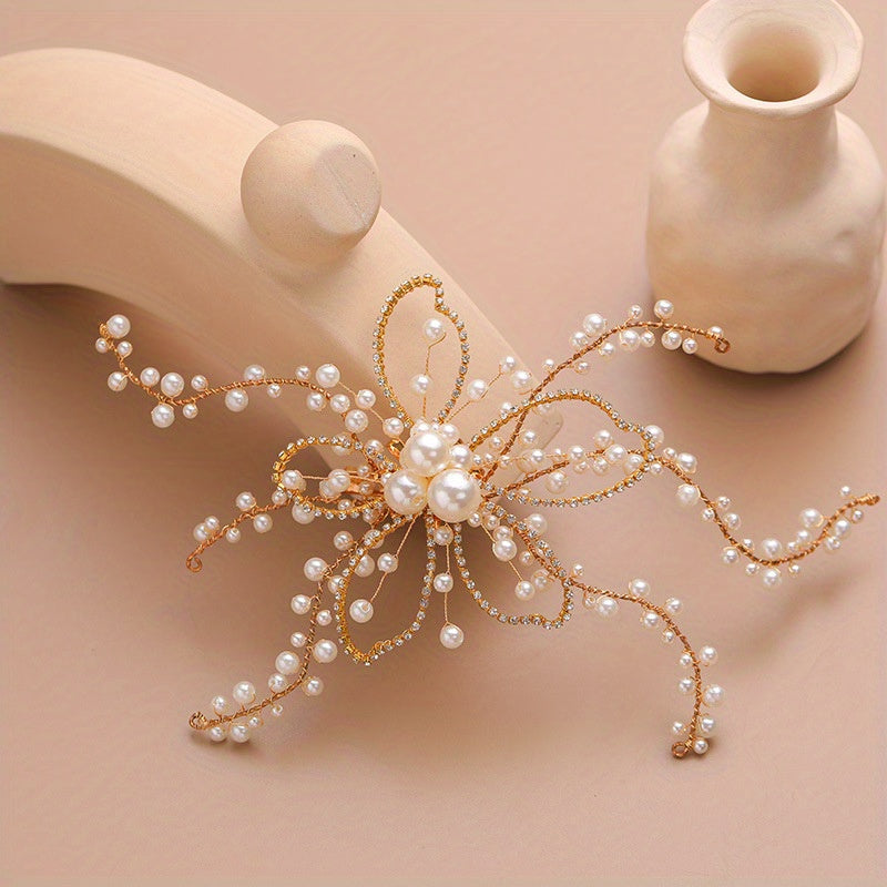 Faux Pearl Hair Clip Bridal Flower Headdress