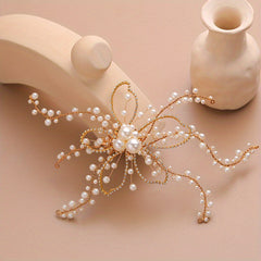 Faux Pearl Hair Clip Bridal Flower Headdress