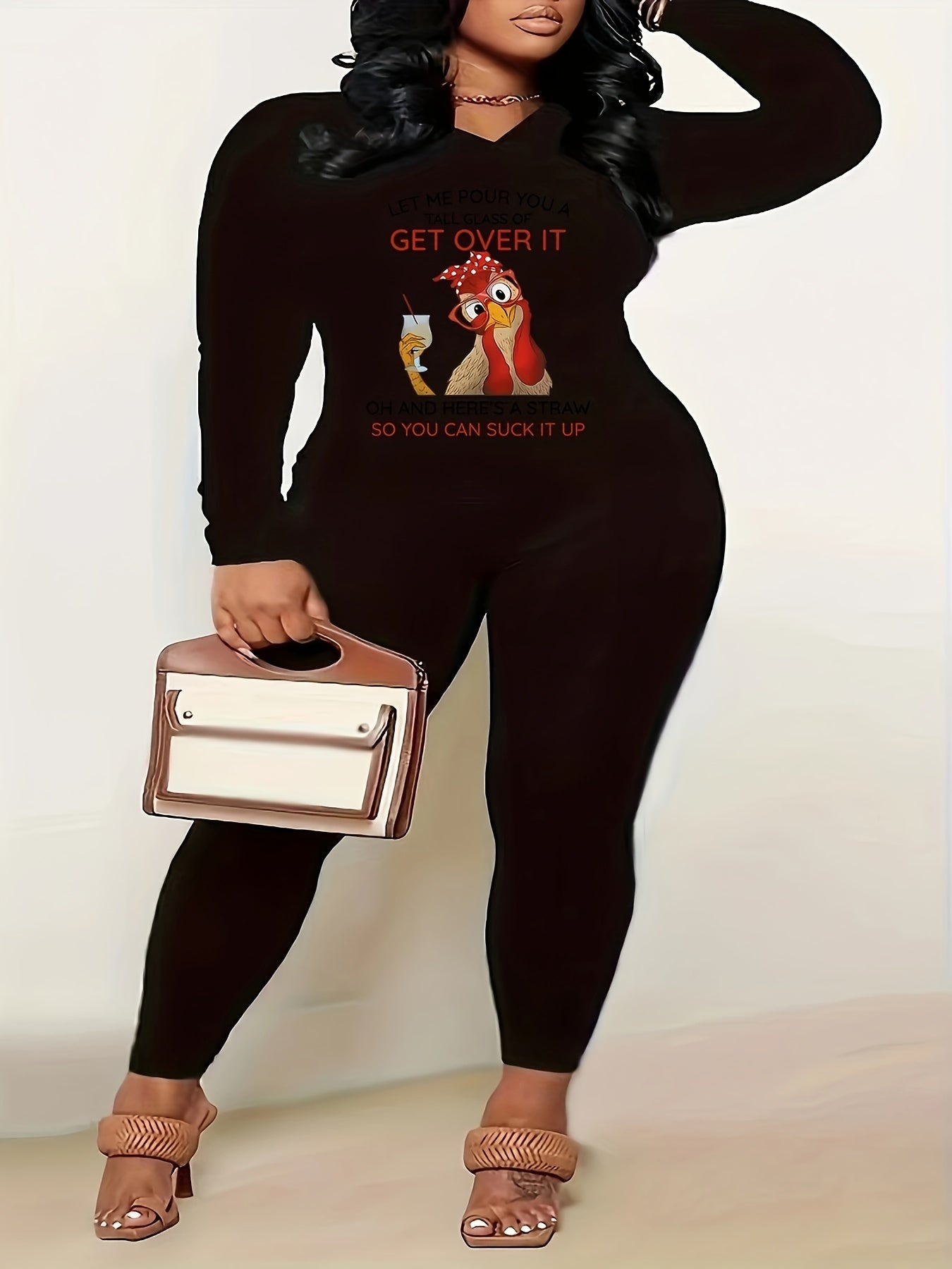 Women's Plus Animal Print Long Sleeve Top & Leggings Set