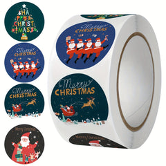 500pcs Christmas Gift Stickers 2.54 Cm Cartoon Theme Praise Reward Label Box Set