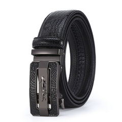 Men's Automatic Buckle Crocodile Pattern Cowhide Belt