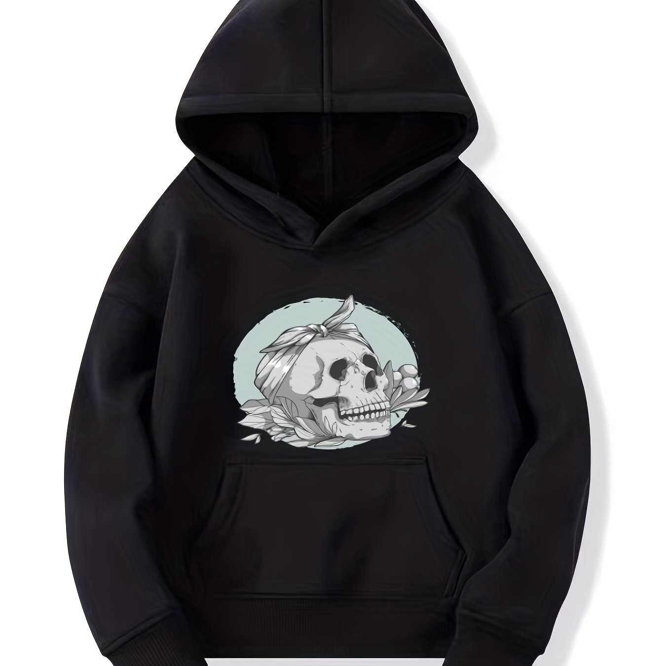 Skull Head Pattern Smart Hoodie For Girls Halloween Party Casual Long Sleeve