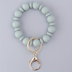 Silicone Beaded Bracelet Keychain Keyring Bag Purse Pendant