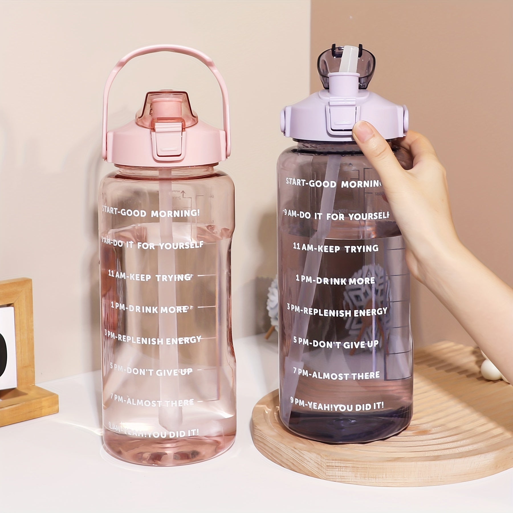 32 oz Sports Water Bottle with Scale and Straw for Outdoor Hiking and Gym