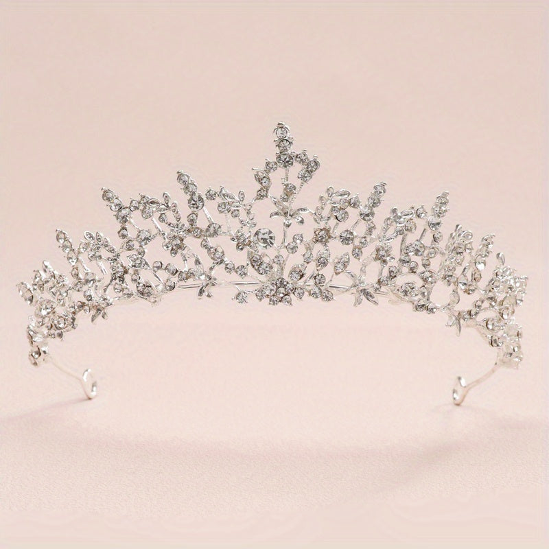 Baroque Style Crystal Tiara Wedding Headband for Bride