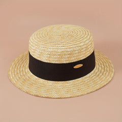 Flat Top Straw Hat Seaside Travel Sun Protection Sunshade Beach Hat