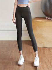High Waist Yoga Leggings With Pocket Slim Fit Cycling Yoga Tight Pants