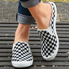 Checkboard Slip On Casual Shoes Lightweight Breathable Sport Running Sho