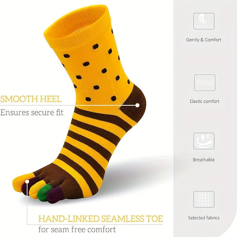 Striped Cotton Toe Socks for Sports, 1 Pair