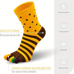 Striped Cotton Toe Socks for Sports, 1 Pair