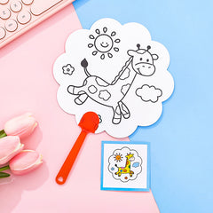 Cartoon Paper Fan Diy Painting Blank Hand painted Fan Graffiti Round Fan