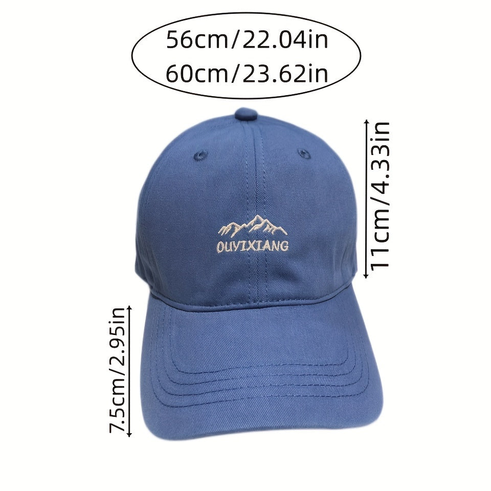 Unisex Sunshade Adjustable Baseball Cap with Mountain Embroidery