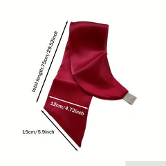 Skinny Satin Ribbon Neckerchief with Rhinestone Knot Decor