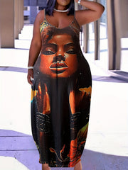 Figure Print Maxi Cami Dress