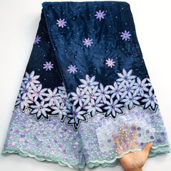 French Velvet Lace Fabric With Sequins High African Velvet Lace Fabric