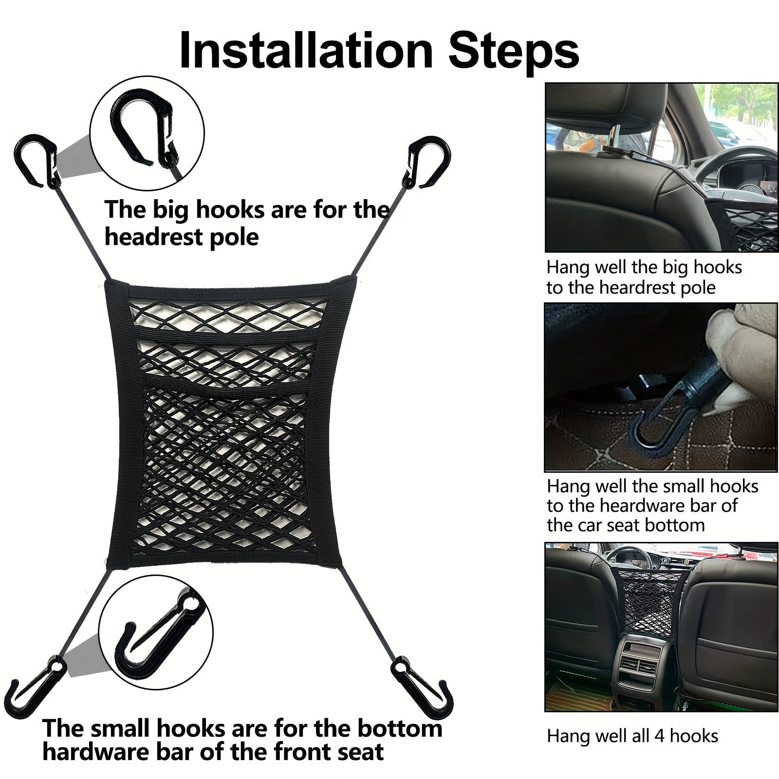 Car Net Front Seat Mesh Organizer 3 Layer Car Barrier Convenient Storage