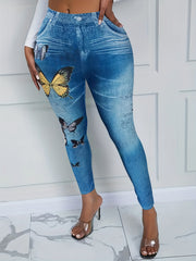 Letter & Butterfly Print Leggings
