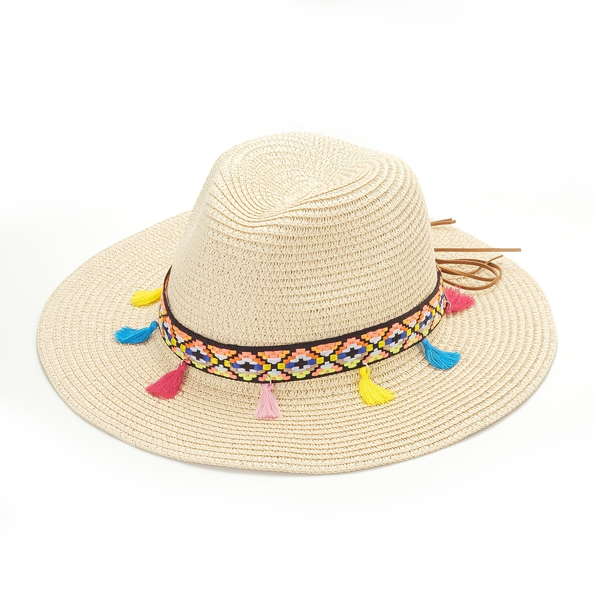 Vintage Spanish Straw Hat Tassel Rope Cowboy Hat Women