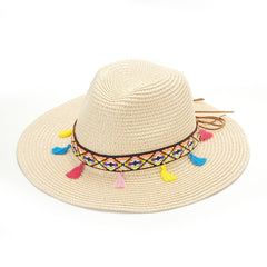 Vintage Spanish Straw Hat Tassel Rope Cowboy Hat Women