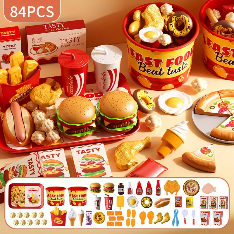 Kitchen Western Set Pretend Play Burger Hot Dog French Fries Breakfast Set