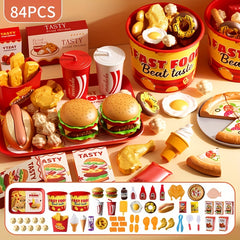 Kitchen Western Set Pretend Play Burger Hot Dog French Fries Breakfast Set