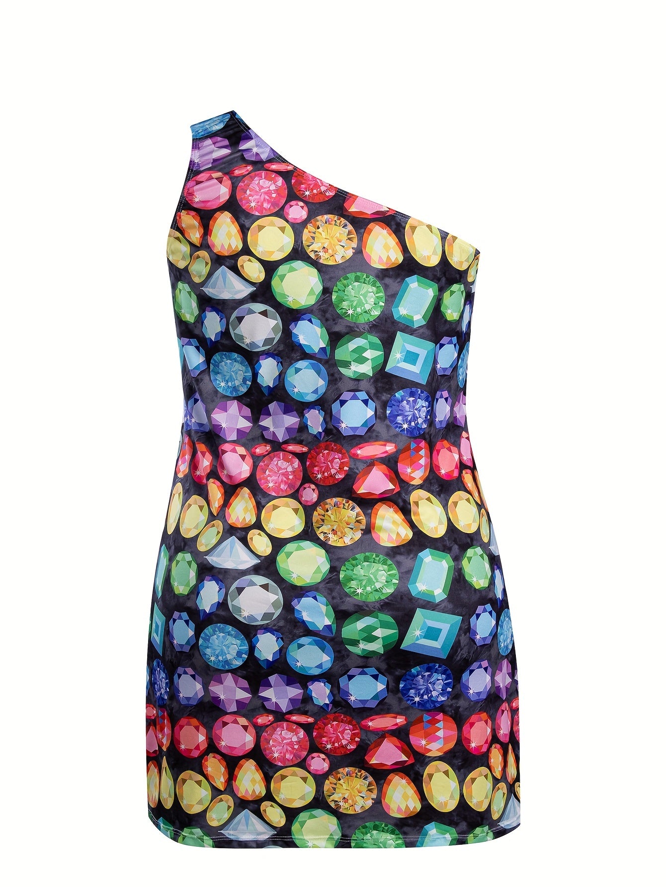 Diamond Print One Shoulder Lounge Dress