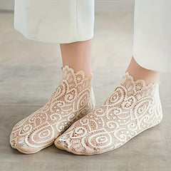 3 Pairs Contrast Lace Socks Short Women's Stockings