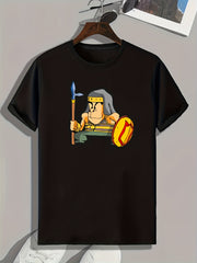 Soldier Print Men's Graphic T-shirt Casual Comfy Tees For Summer Mens Clothing