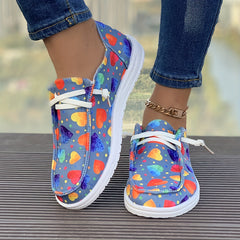 Women's Heart Pattern Skate Shoes, Polka Dot Decoration