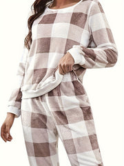 Plaid Print Long Sleeve Lounge Set