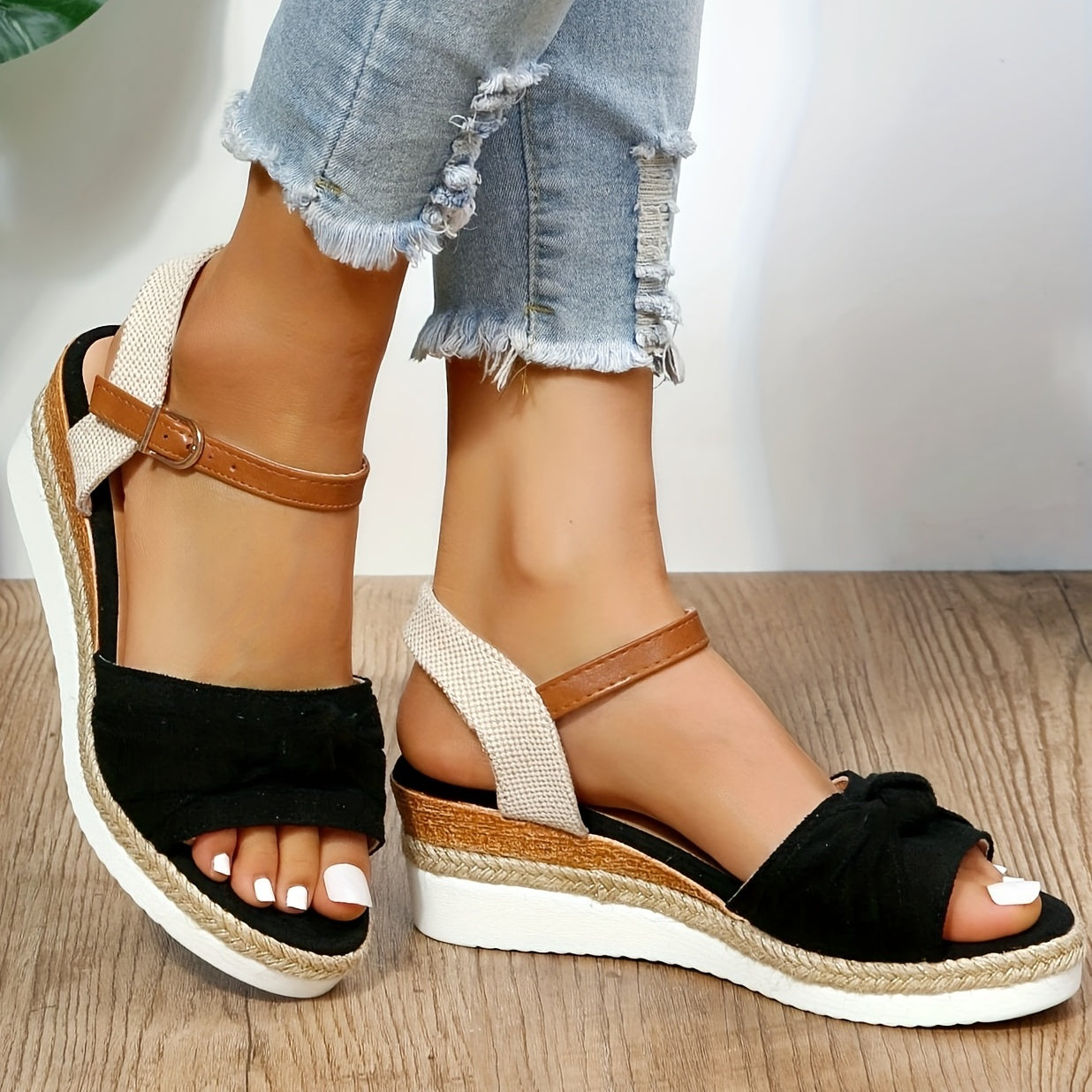 Women's Twist Knot Espadrille Wedge Sandals
