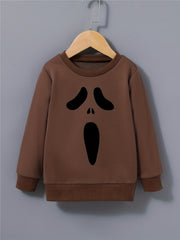 Boys Ghost Face Print Sweatshirt Crew Neck Pullover