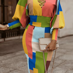 Puff Sleeve Criss Cross V neck Dress