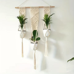 Macame Tassel Tapestry Flower Basket Plant Coat Hanger Wall Pendant