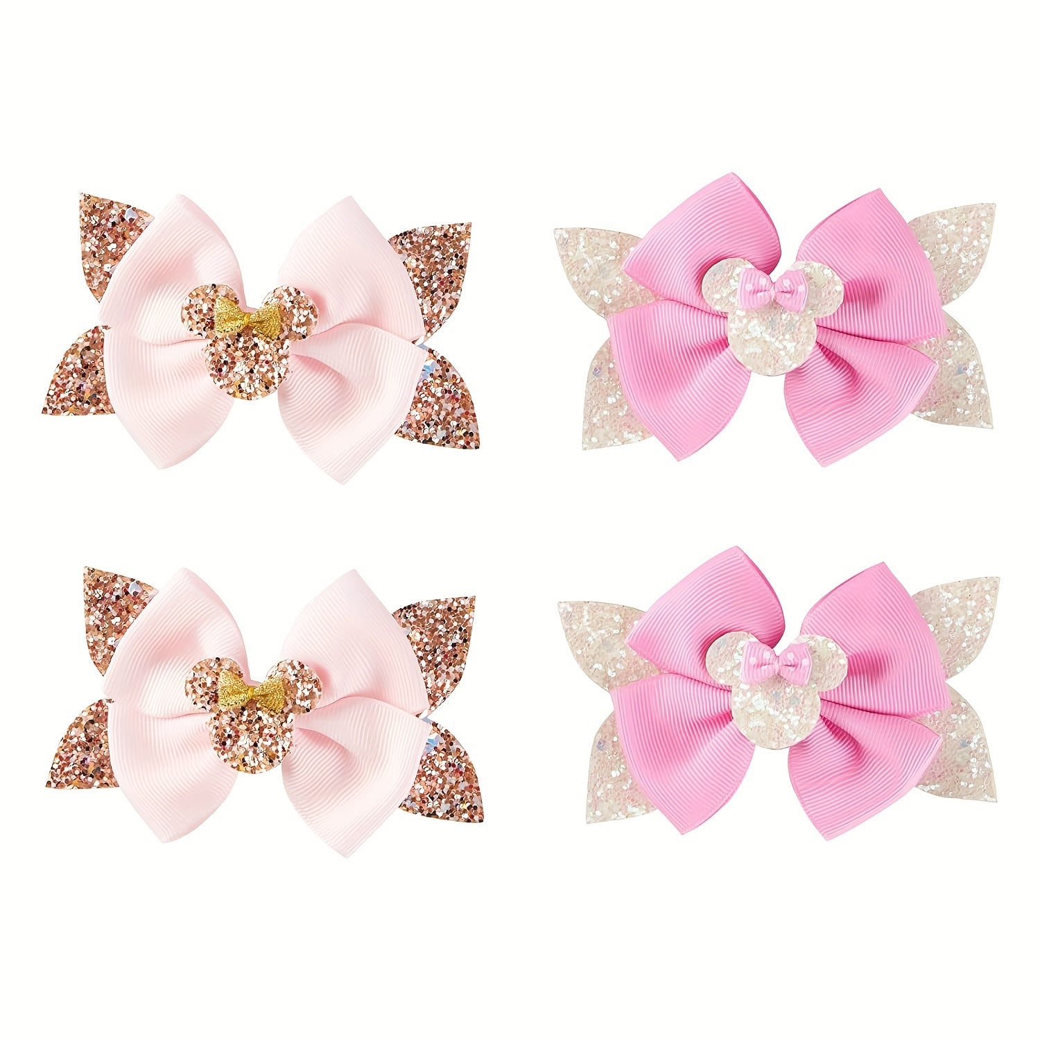 4pc Sequin Bow Hair Clips Set for Holiday Parties