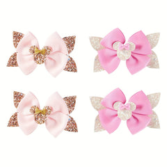 4pc Sequin Bow Hair Clips Set for Holiday Parties